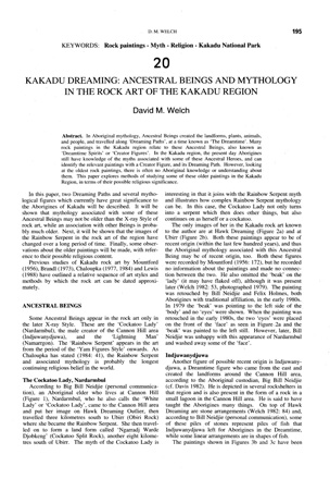 Kakadu Dreaming Ancestral Beings and Mythology in the Rock Art of the Kakadu Region